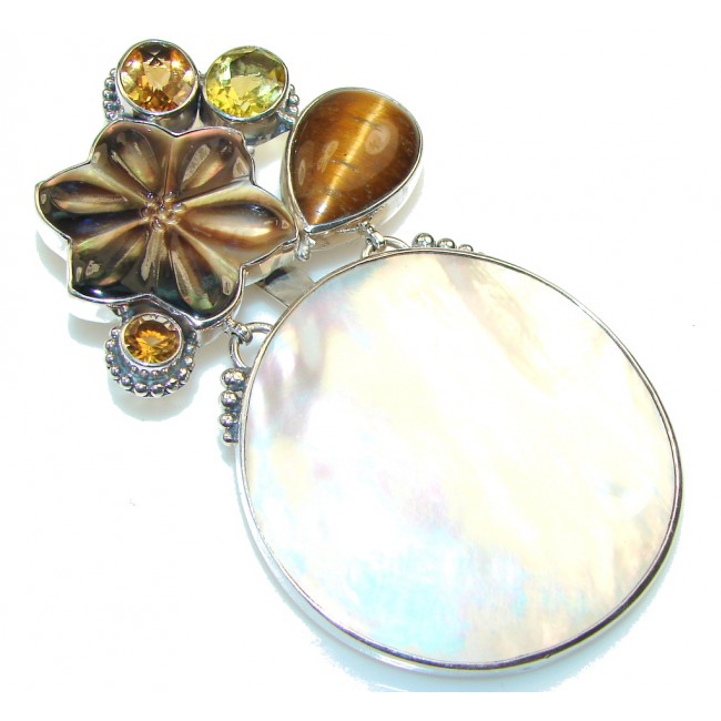 Large!! Fabulous Design! Blister Pearl Sterling Silver pendant