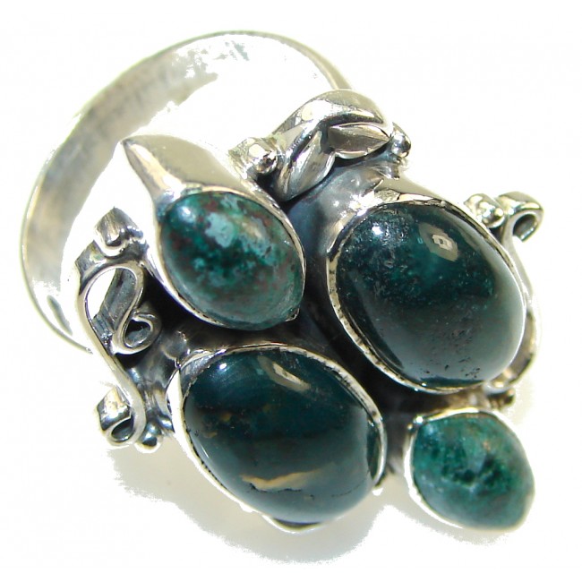 Grown Jewel! Green Moss Agate Sterling Silver ring s. 9 1/2
