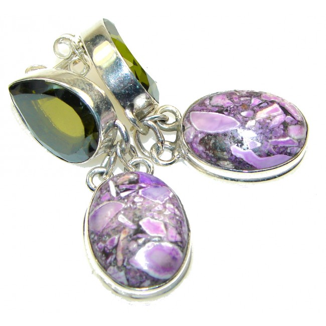 Fantastic!! Purple Crinoid Fossil Sterling Silver earrings