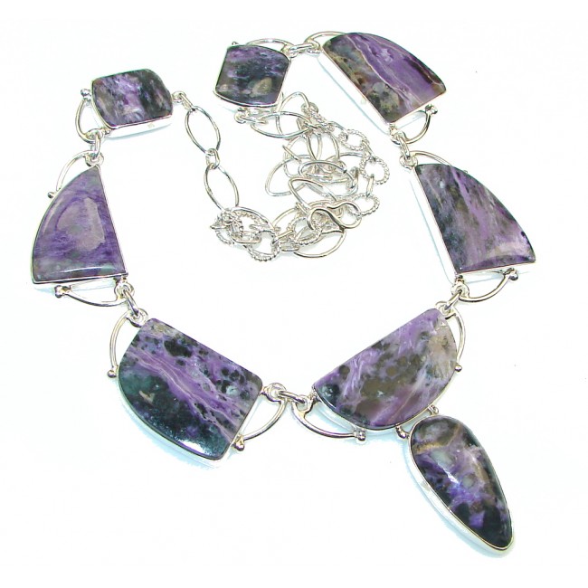 Natural Beauty!! Siberian Purple Charoite Sterling Silver Necklace