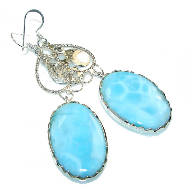 Just Perfect Style!! Light Blue Larimar Sterling Silver earrings