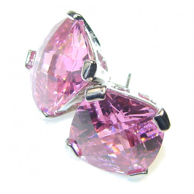 Secret!! Created Pink Sapphire Sterling Silver earrings