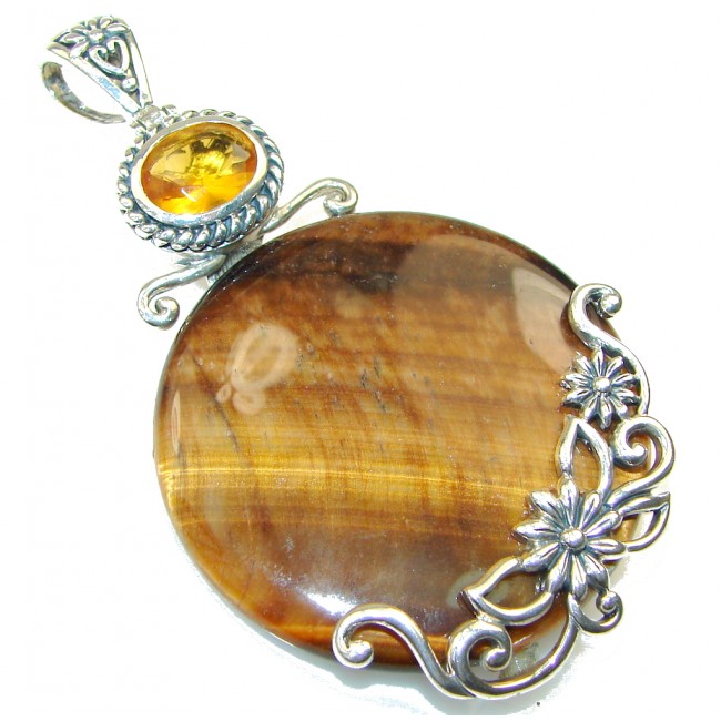 Duality In Brown Tigers Eye Sterling Silver Pendant