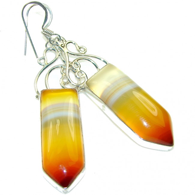 Excellent!! Brown Botswana Agate Sterling Silver earrings