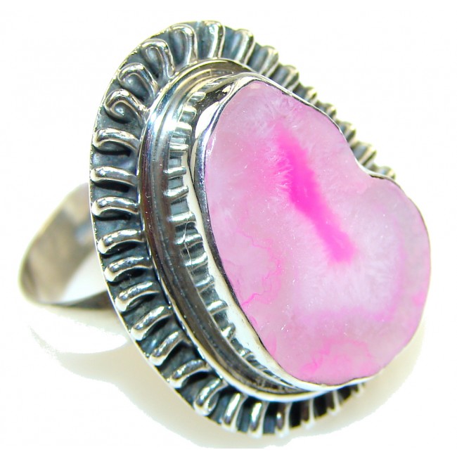 Princess!! Pink Agate Sterling Silver ring s. 9