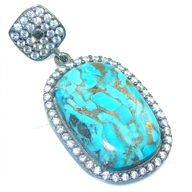 Perfect! Blue Copper Turquoise Sterling Silver Pendant