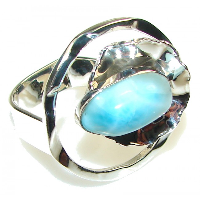 Fashion Light Blue Larimar Sterling Silver Ring s. 9