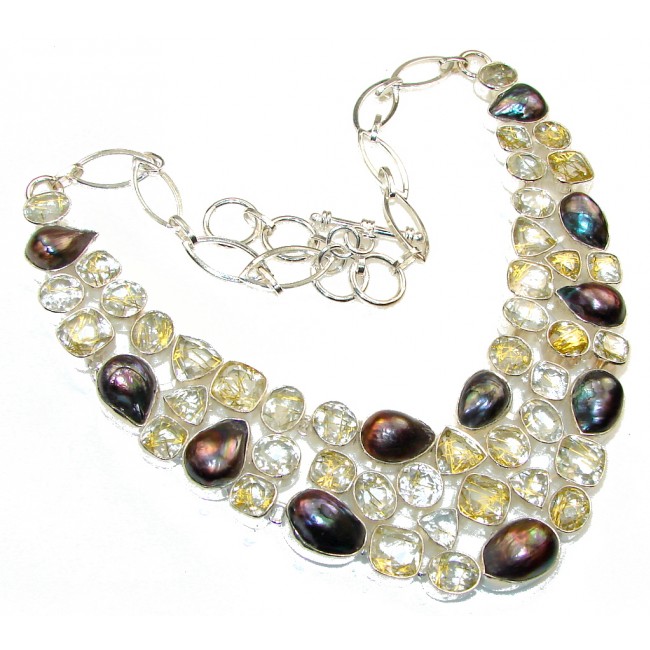 Amazing Style!! Golden Rutilated Quartz Sterling Silver necklace