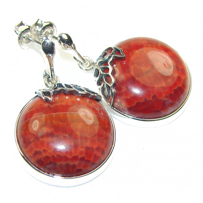 Amazing Mexican Fire Agate Sterling Silver earrings