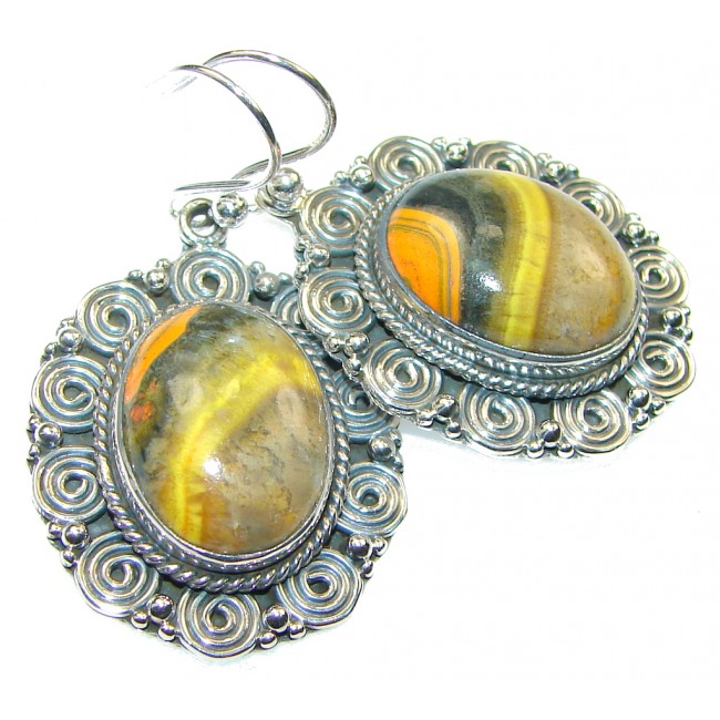 Excellent!! Yellow Bumble Bee Jasper Sterling Silver earrings