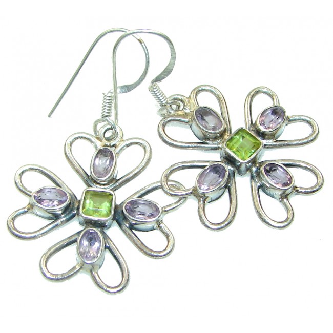 Precious! Green Peridot Sterling Silver earrings