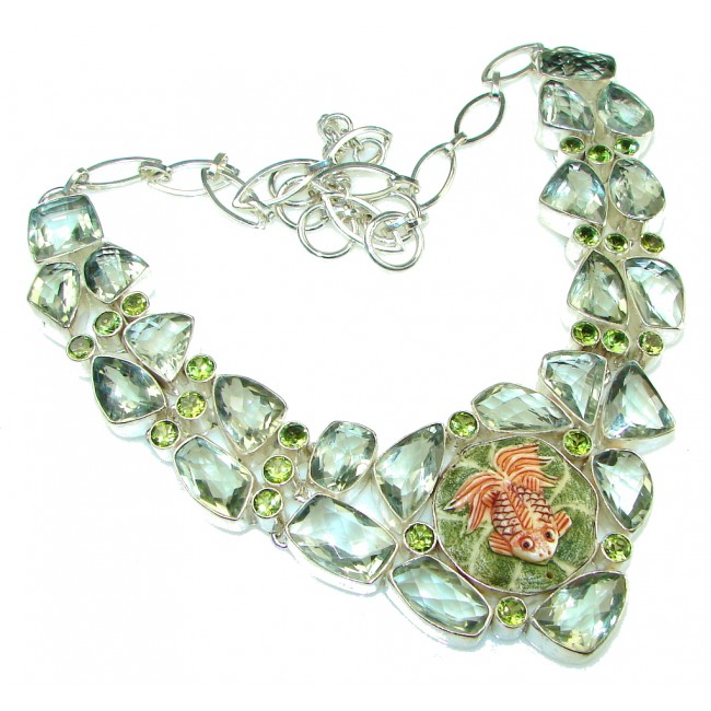 Lucky Frog Green Amethyst Sterling Silver necklace