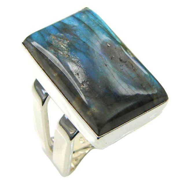 Shimmering AAA Labradorite Sterling Silver Ring s. 6 1/4