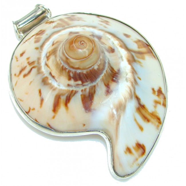 Large! Fashion Brown Shell Sterling Silver Pendant