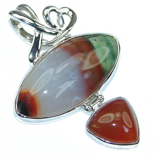Exclusive Style! Brown Agate Sterling Silver Pendant