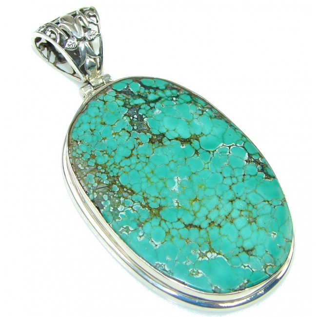 Large! Corrico Lake Green Turquoise Sterling Silver Pendant