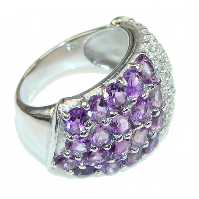 Stunning Natural Rich Purple Amethyst Sterling Silver ring s. 7 1/4