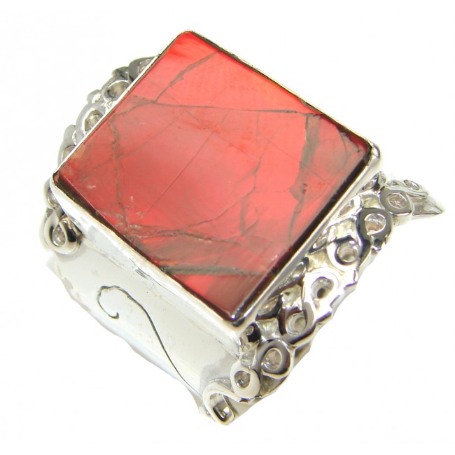 Love Power! AAA Ammolite Sterling Silver ring s. 12