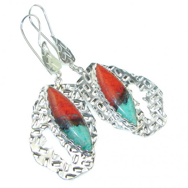 Exclusive Design! AAA Red Sonora Jasper Sterling Silver Earrings / Long