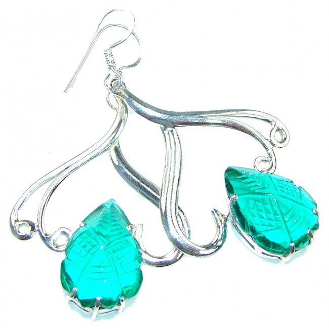 Charming! Created Green Emerald Sterling Silver earrings