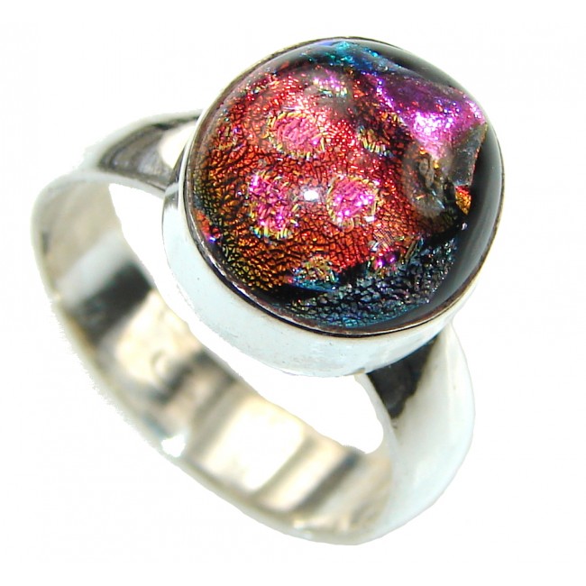 Amazing! Mexican Dichroid Glass Sterling Silver Ring s. 8