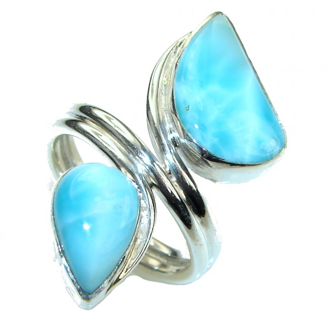 Pure In Heart! AAA Blue Larimar Sterling Silver Ring s. 7 1/4