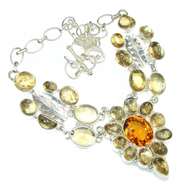 Perfect Design! Golden Rutilated Quartz, Honey Topaz Sterling Silver necklace