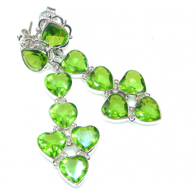Excellent Created Green Peridot Sterling Silver earrings