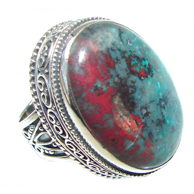 Big! Natural Red Sonora Jasper Sterling Silver ring s. 6