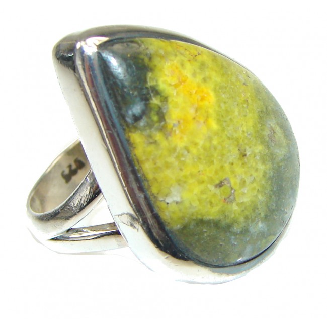 Instant Classic! Yellow Bumble Bee Jasper Sterling Silver ring s. 7 1/4