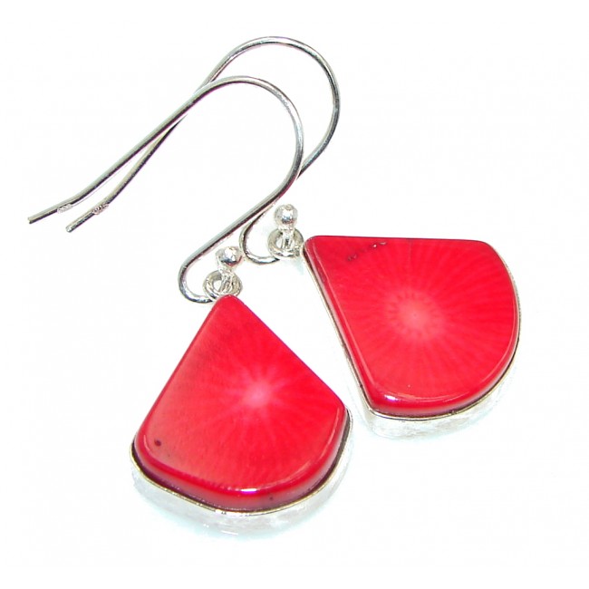 Genuine! Red Fossilized Coral Sterling Silver earrings