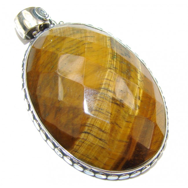 Simple Style! Vision Tigers Eye Sterling Silver Pendant