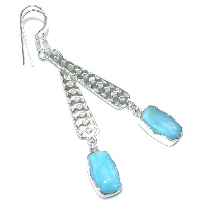 Delicate! Light Blue Larimar Sterling Silver earrings / Long