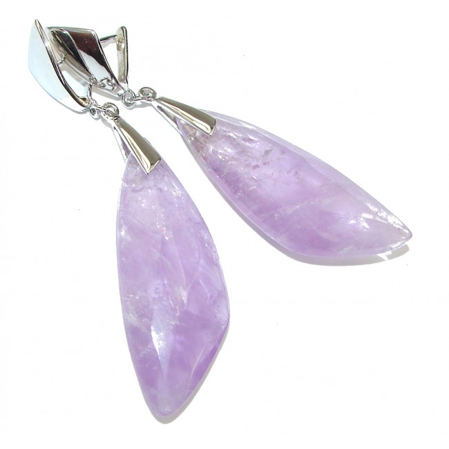 Big! Weaving Light! Purple Amethyst Sterling Silver earrings