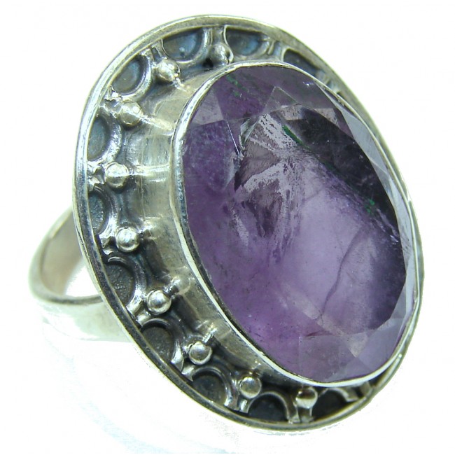 Simple Beauty! Purple Amethyst Sterling Silver Ring s. 8 1/4