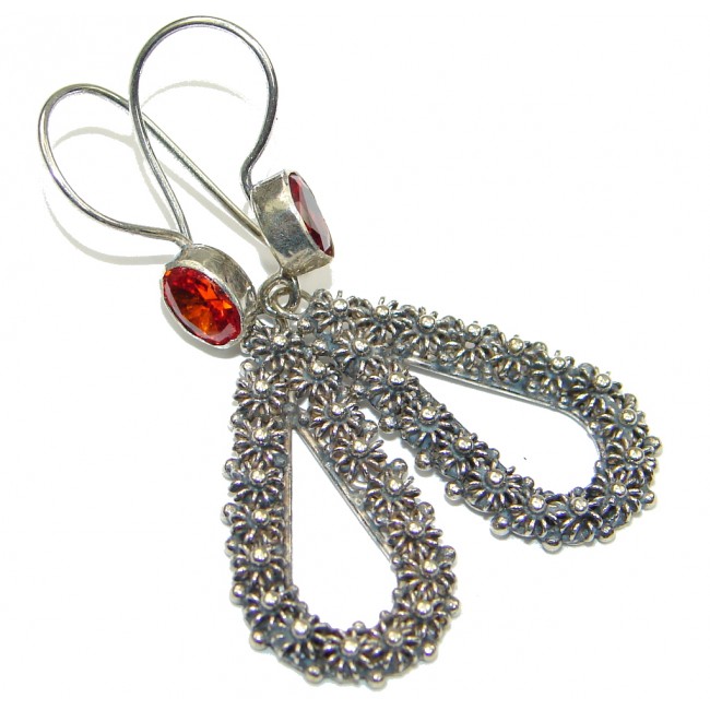 Delicate! Red Garnet Quartz Sterling Silver earrings