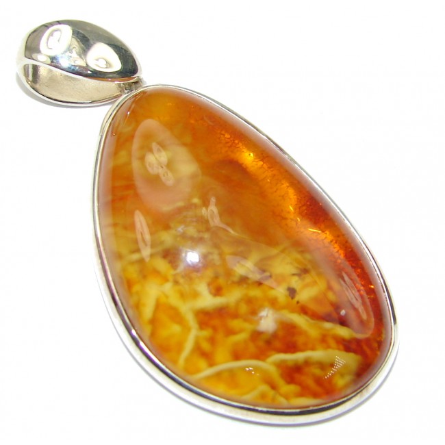 Genuine! AAA Baltic Polish Amber Sterling Silver Pendant