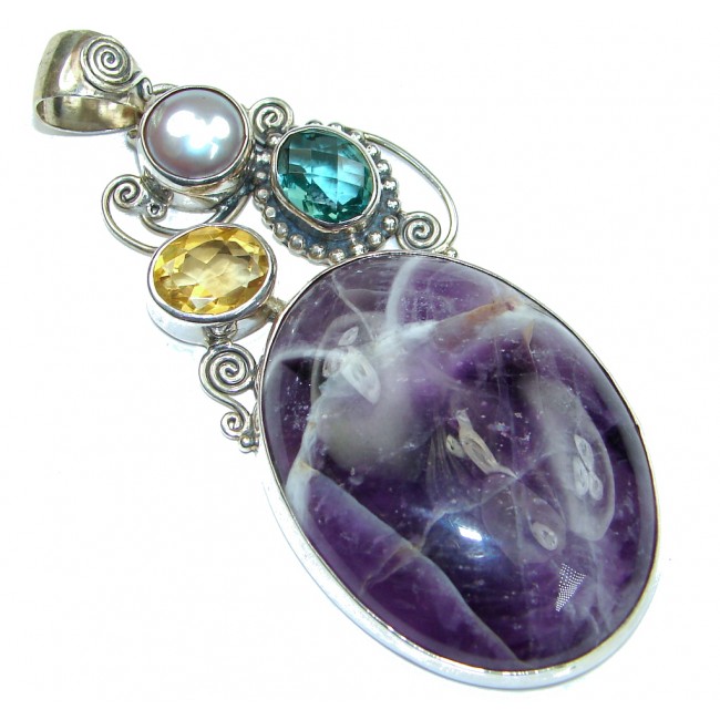 Big! New Awesome Purple Amethyst Sterling Silver Pendant