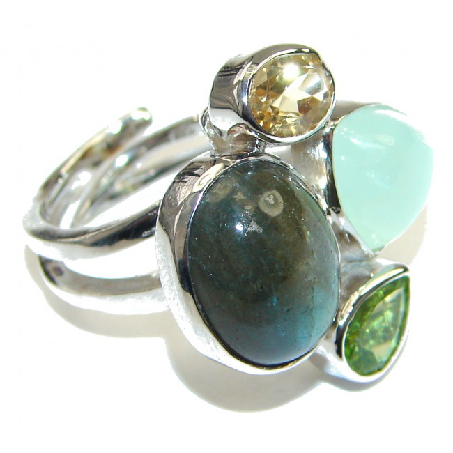 Pale Beauty! AAA Labradorite Sterling Silver Ring s. 7- Adjustable