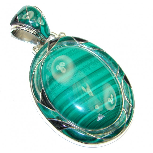 Back to Nature AAA Green Malachite Sterling Silver Pendant