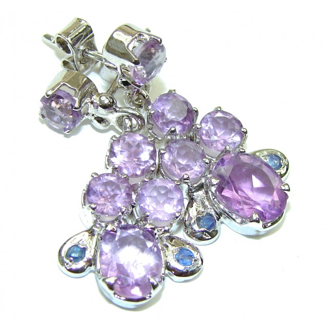 Simple Design! Faceted Purple Amethyst Sterling Silver earrings