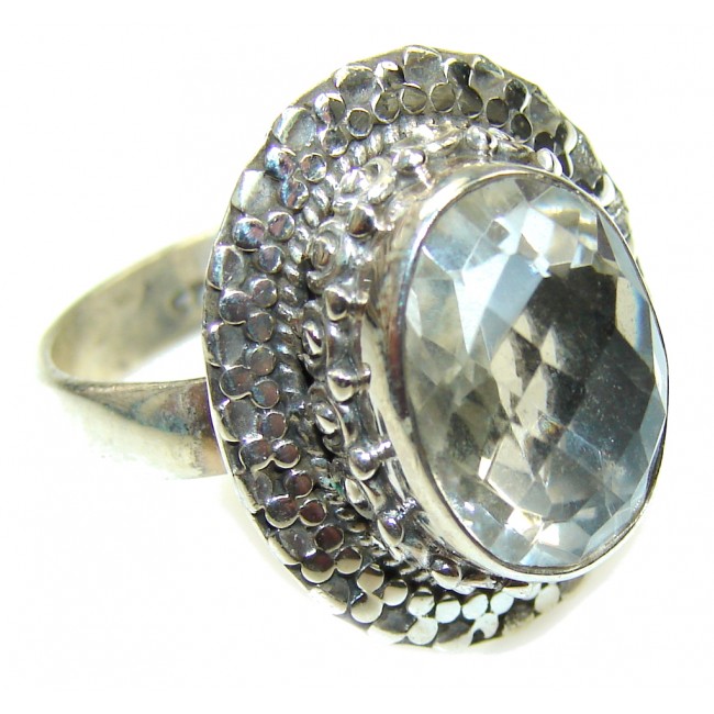 Fabulous Handcrafted White Topaz Silver Ring s. 8