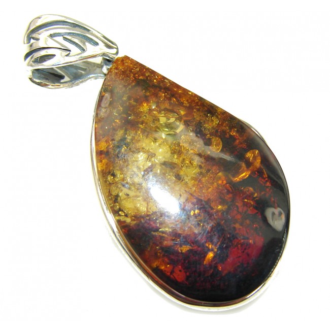 Top Quality Natural Baltic Polish Amber Sterling Silver Pendant