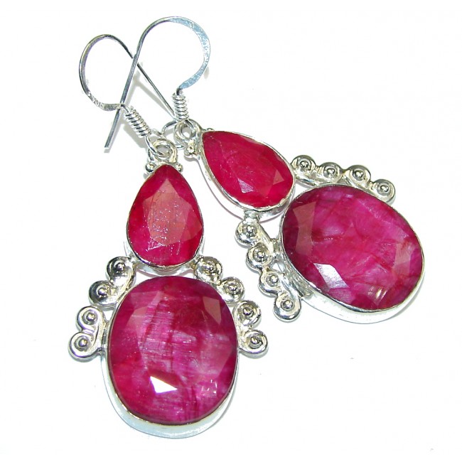 Simple Beauty! Pink Ruby Sterling Silver earrings