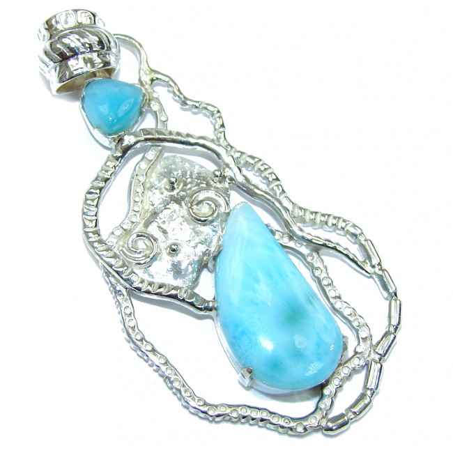 Touch Of Life!! AAA Blue Larimar Sterling Silver Pendant