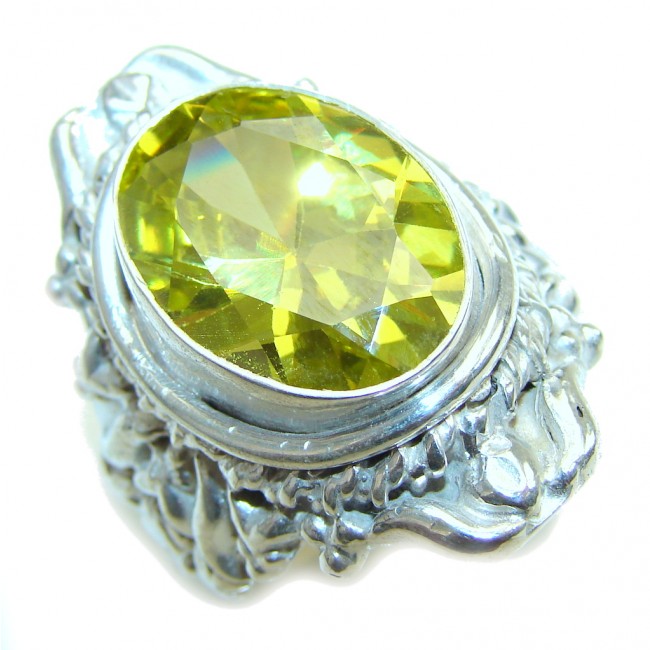 Sunny Day! Yellow Quartz Sterling Silver Ring s. 10 1/4