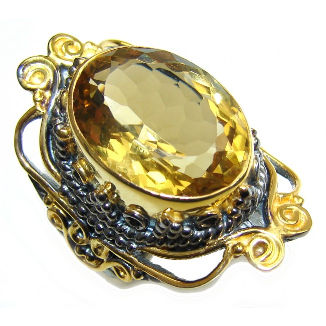 Genuine! AAA Citrine, Gold Plated, Rhodium Plated Sterling Silver Ring s. 8