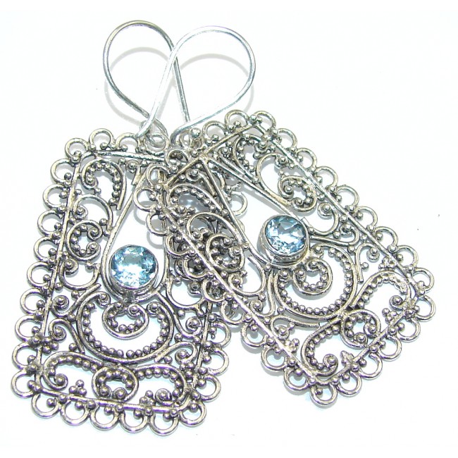 Bali Secret! Swiss Blue Topaz Sterling Silver earrings