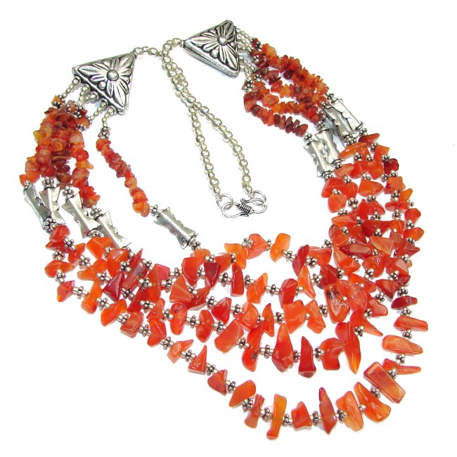 Love And Friendship! Orange Carnelian Sterling Silver Necklace