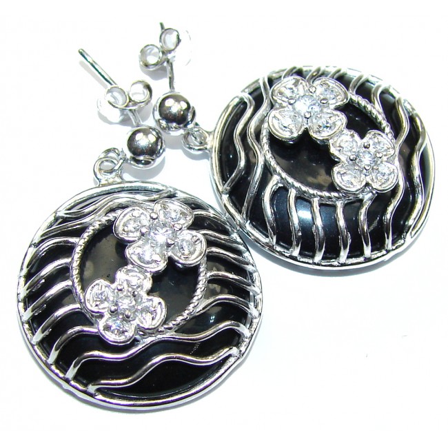 Perfect! Black Onyx & White Topaz Sterling Silver earrings